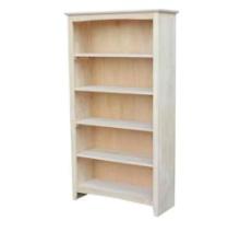 International Concepts 60 in. Unfinished Wood 5-shelf Standard Bookcase with Adjustable Shelves