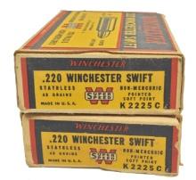 Two Collector 20-Round Boxes of Winchester .220 Swift Ammunition (NBW)