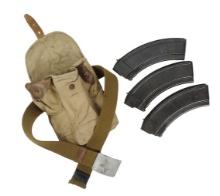 Russian Cold War Izzy AK-47 7.62x39 30 Round Type 1 Slab Side Magazines, Pouch & 1950s Belt (CWA)