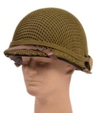 US Military WWII era M1 Helmet & Liner with a Camo Netting (AI)