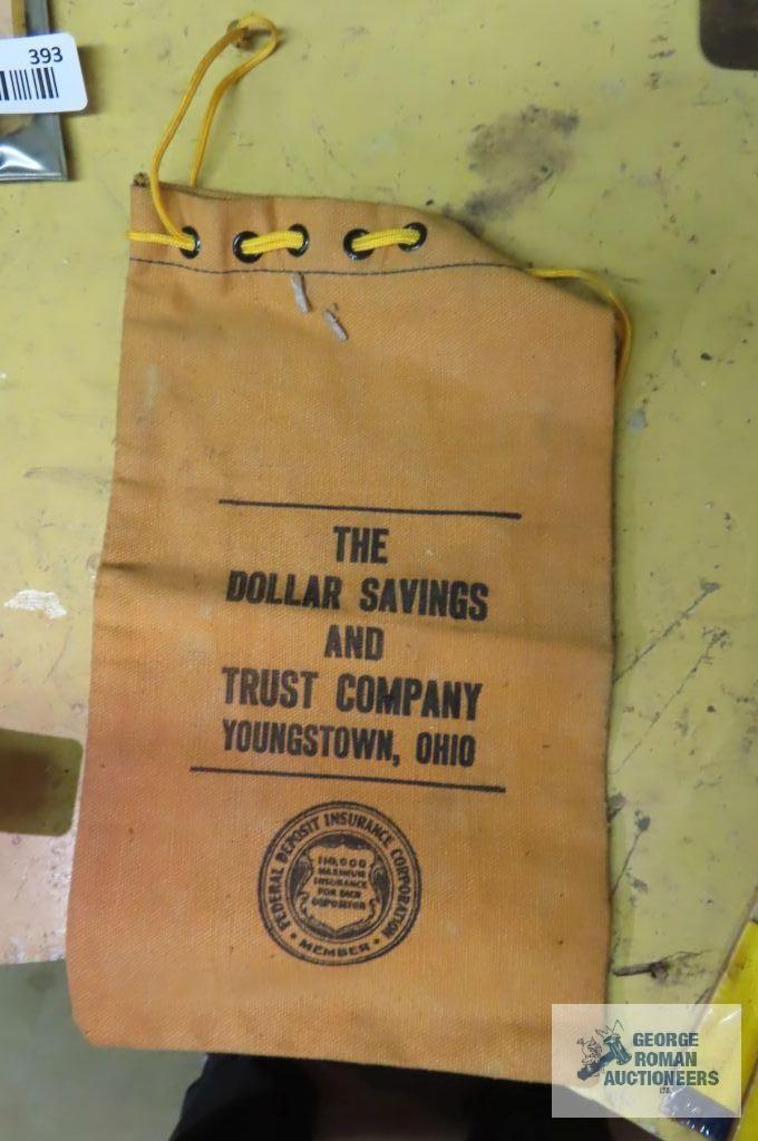 vintage The Dollar Savings and Trust Company, Youngstown, Ohio canvas money bag