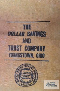 vintage The Dollar Savings and Trust Company, Youngstown, Ohio canvas money bag