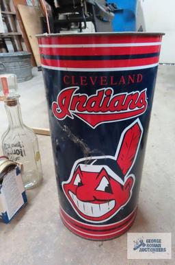 Cleveland Indians metal waste basket