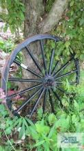 Antique wooden wagon wheel