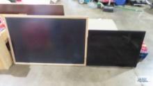Chalkboard and dry erase board with black background