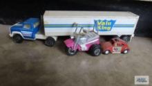 Tonka Value King semi. Pink three wheeler and beetle car