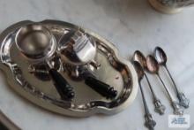 Rolex spoons made in Switzerland, small tray with lighter and ashtray