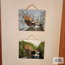 Paulette Malie 1991 and 1992 Mill Creek Park Mill paintings on slate