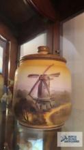 Nippon windmill motif covered canister