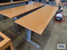 Three 7 ft Cherry finish formica top tables