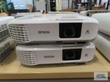 Two Epson W39 projectors. No power cords.