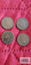 (1) 1880, (2) 1902, and (1) 1907 Indian Head pennies