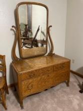 Antique Tiger Maple dresser with mirror