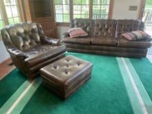 Couch, Chair (swivel rocker) & ottoman