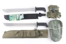 Lot of 2 Machetes and 2 U.S Military Pouches