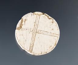 7/8" Shell Runtee with dotted cross lines. Found at the Upper Cayuga Great Gully Site.