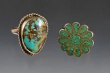 Pair of turquoise rings.