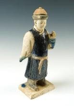 8 1/4" tall Tang dynasty Male Figure recovered in China circa A.D 618-907. in Solid condition.
