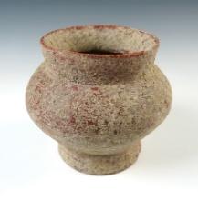 4 3/8" tall by 5" wide Ban Chiang Pottery Vessel in solid condition with a few rim chips