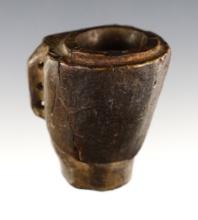 1 3/4" Historic Era Pottery Pipe that is uniquely styled. 1 part of bowl reattached.  Davis COA.