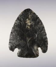 Rare! 2 1/4" Basal Notch found in Coshocton Co., Ohio. Made from dark colored Coshocton Flint.
