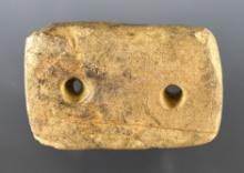 2 5/16" Gorget - Sandstone. Surface find by Nancy Morris in Coshocton Co., Ohio.