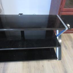 3 Tier Black Tempered Glass Media Stand with Cable Chanel