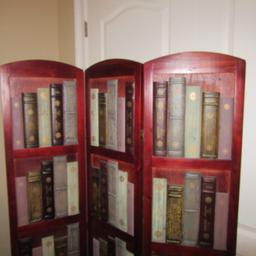 Faux 3-D Bookcase 3 Panel Folding Screen/Room Divider