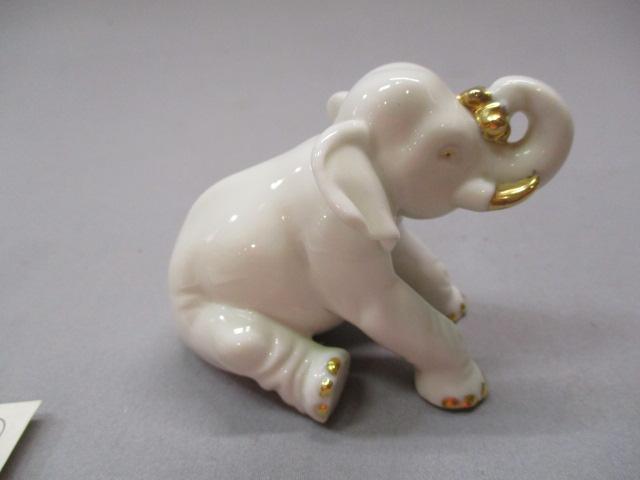Lenox China Jewels Place Elephant Calf & White Porcelain Elephant Marked PG