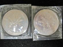 Lot of (2)1989 New Zealand $1 Commonwealth Games Coins- 92.5% Silver