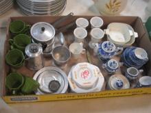 Vintage Children's Play Dinnerware and Blue Willow Tea Set