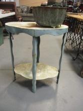 Footed Patina Finish Planter and Turtle Shape Metal Table