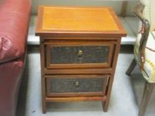 Wood Open Frame 2 Drawer Cabinet with Faux Alligator Overlay Drawer Boxes