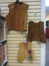 Three Hand Crafted Suede/Leather Osceola Nation YMCA Camp Vests