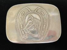 Taxco Silver Horse Shoe Belt Buckle from Mexico