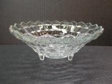 Fostoria "American" Clear Glass 3 Footed Bowl 10"w X 4"h