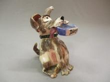 Ceramic Dog w/Dish Tea Light Holder 8"