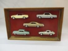 1960's Framed Chevrolet Car Dealership Promo Wall Display Half Model Cars - 21 1/2"w X 13"h