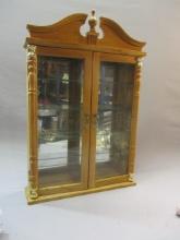 Wood Wall Curio Cabinet w/Glass Shelves & Mirrored Back 16"w X 24"h X 3 1/2"d