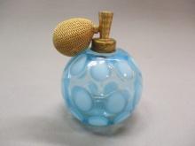 1950's Fenton Blue Coin Dot Perfume Atomizer Bottle 4"