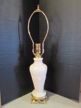 Aladdin Moonstone/Alacite Gold Tone Footed Table Lamp with Light in Body