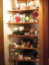 Pantry Contents-Brass Candle Holders, Vases, Baskets, Figurines, Wall Plaques,