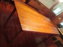 Rustic Oak Hand Constructed Plank Farmhouse Table with Wrought Head Nails