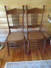Pair of Antique Victorian Spindle Back Kitchen Side Chairs