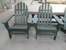 Pair of Green Poly-Wood Adirondack Style Chairs
