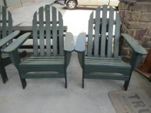 Pair of Green Poly-Wood Adirondack Style Chairs