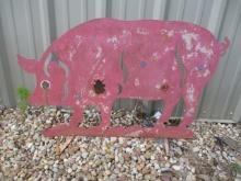 Painted Torch Art Pig Yard Statue