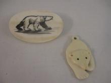 Alaskan Pre Ban Ivory Carved Inuit Jewelry