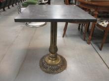 Antiqued Finish Cast Metal Pedestal Base Slate Table