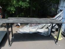 Painted Black Custom Built Steel Table with Steel Wheels